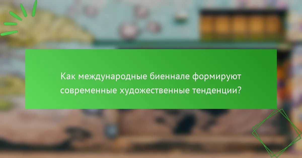 Как международные биеннале формируют современные художественные тенденции?