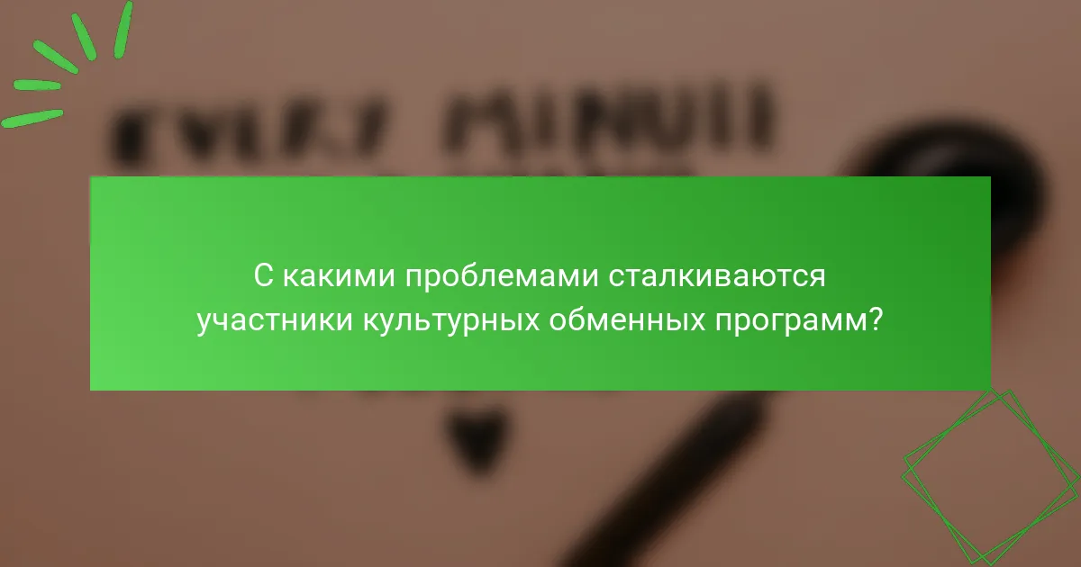 С какими проблемами сталкиваются участники культурных обменных программ?